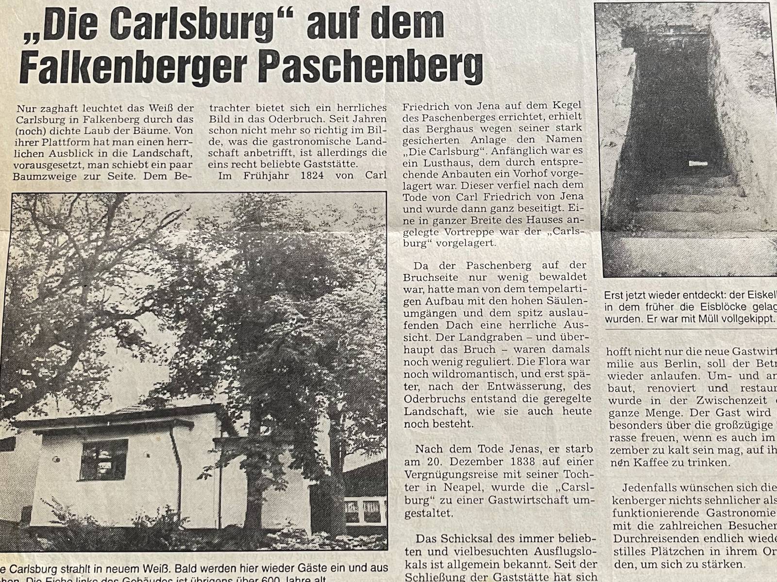Die Carlsburg auf dem Falkenberger Paschenberg - Vom Jagdhaus zum Restaurant